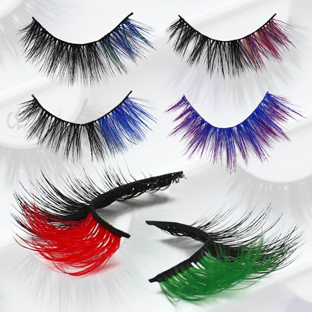 रंगीत Wispy फॉक्स eyelashes