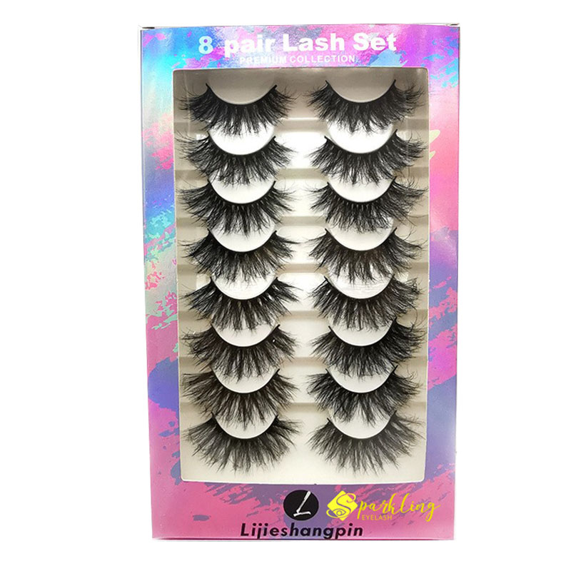 जाड व्हॉल्यूम 8 जोड्या मऊ हस्तनिर्मित पट्टी eyelashes